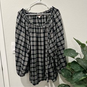 Knox Rose Plaid Flannel Long Sleeve Blouse